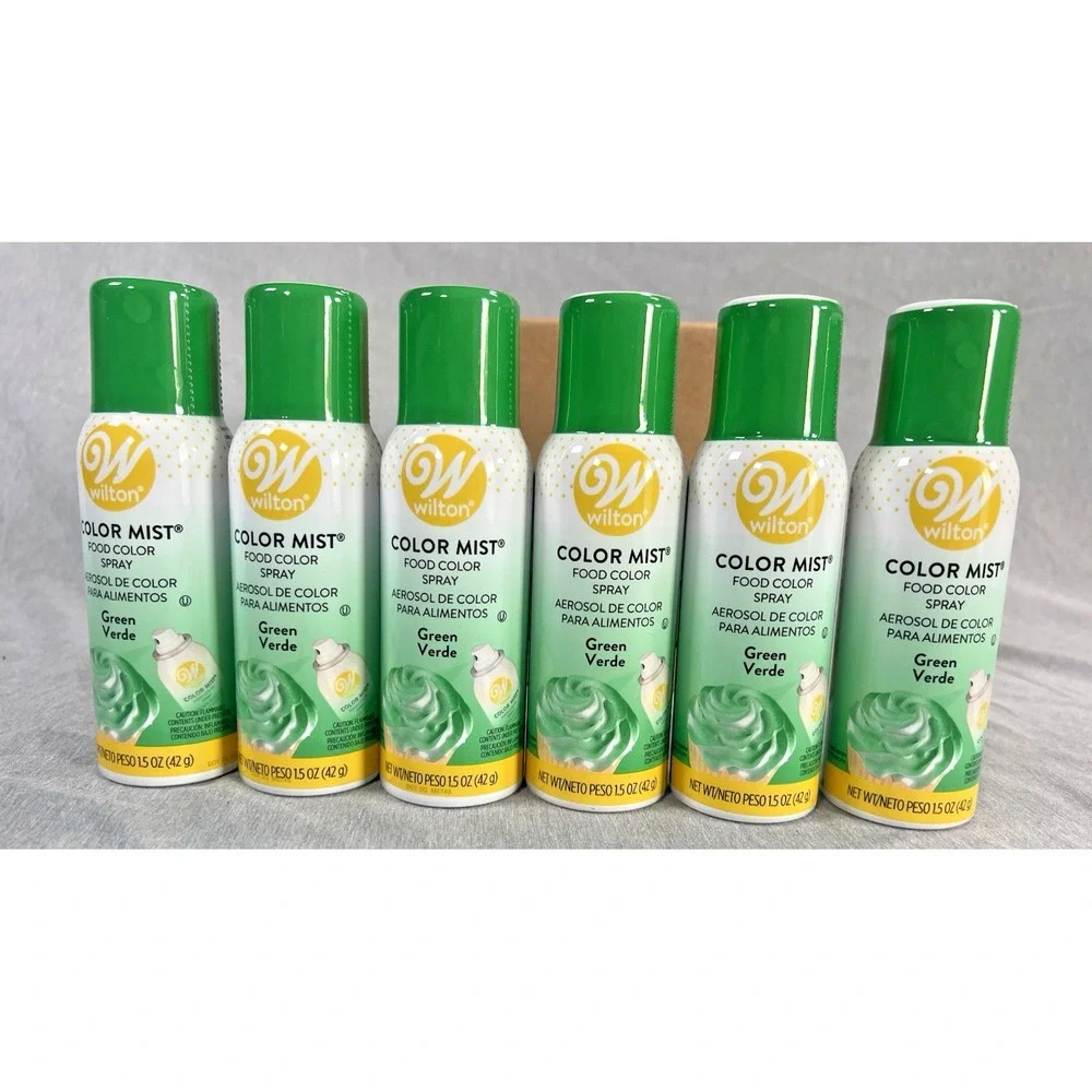 6 WILTON 1.5 Oz GREEN COLOR MIST FOOD SPARY Baking HOLIDAY WEDDING CAKES cupcake